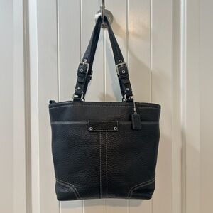 Coach Hamilton Black Pebbled Leather Tote Shoulder Bag 2010 Style F13089